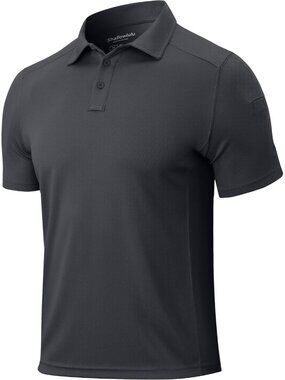 Men’s Dark Grey Quick Dry Tactical Polo Shirt Short Sleeve Casual Golf Top